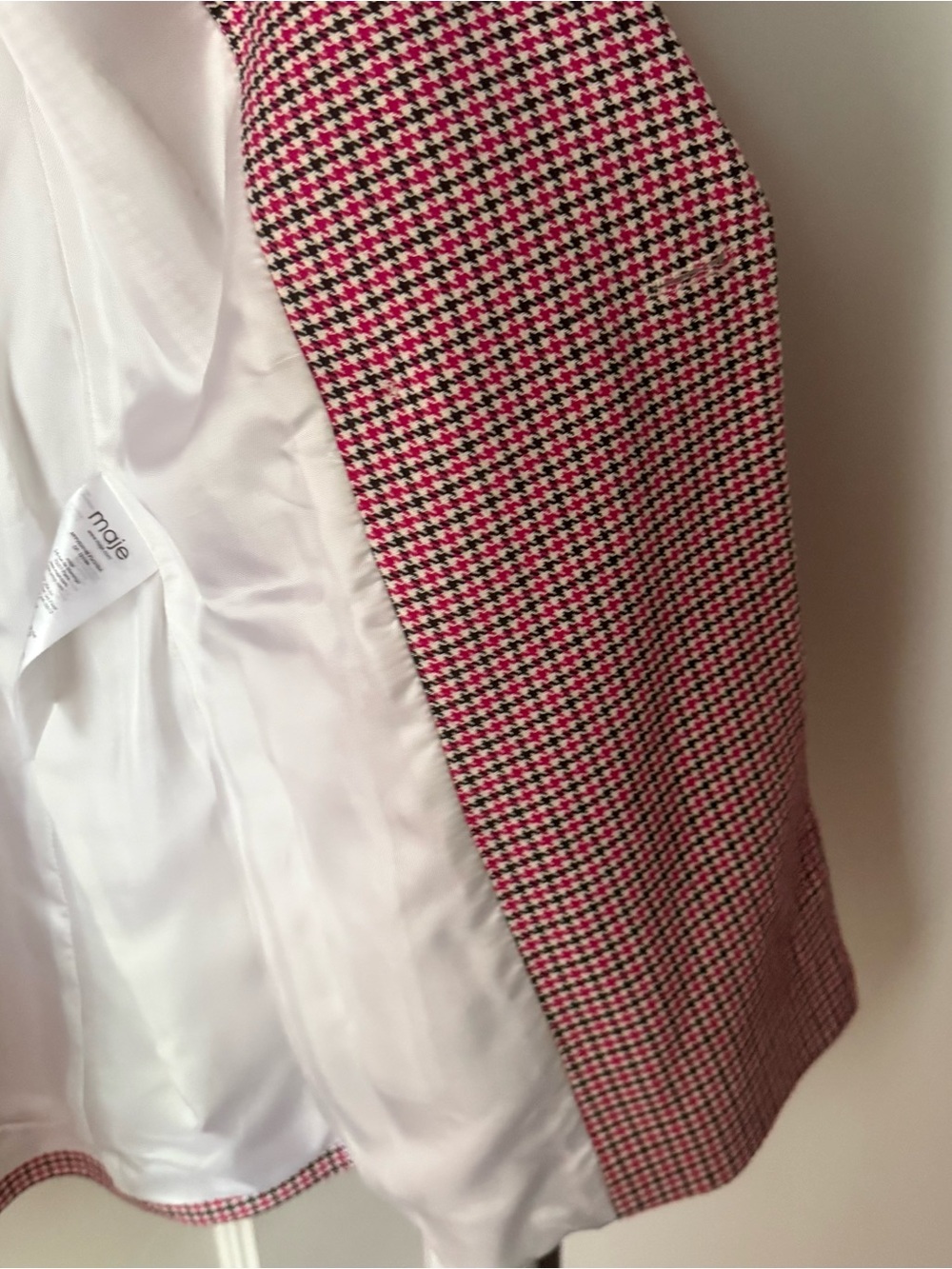 Maje Pink Houndstooth Double-Breasted Blazer - Picture 8 of 16